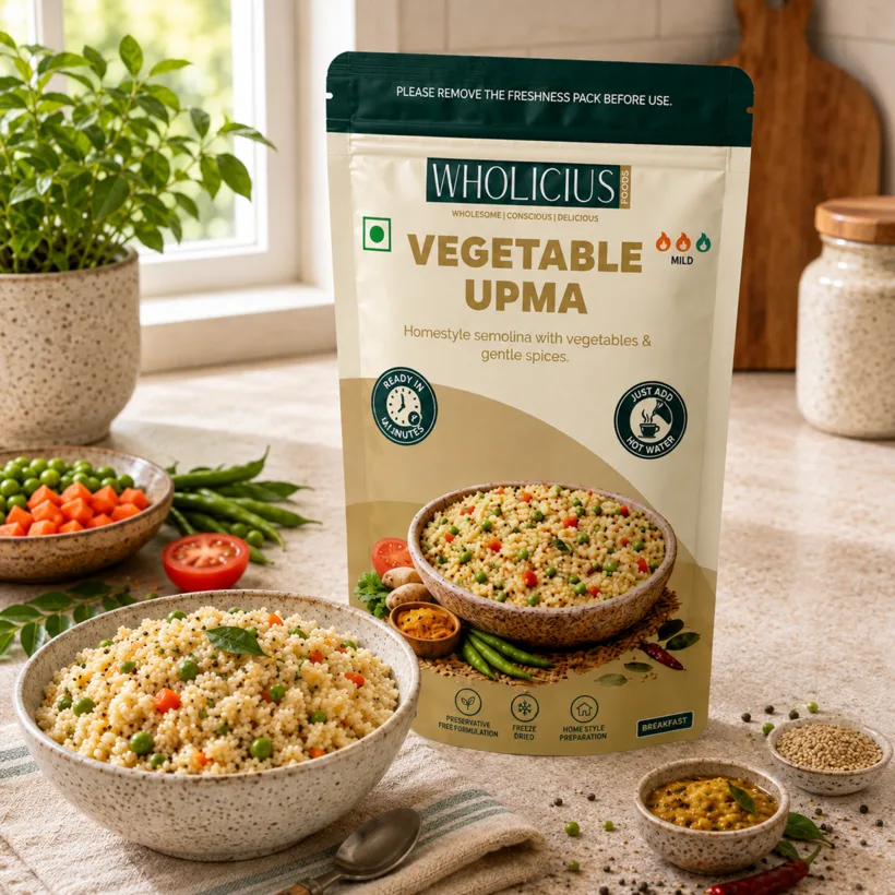 Vegetable Upma, prepared